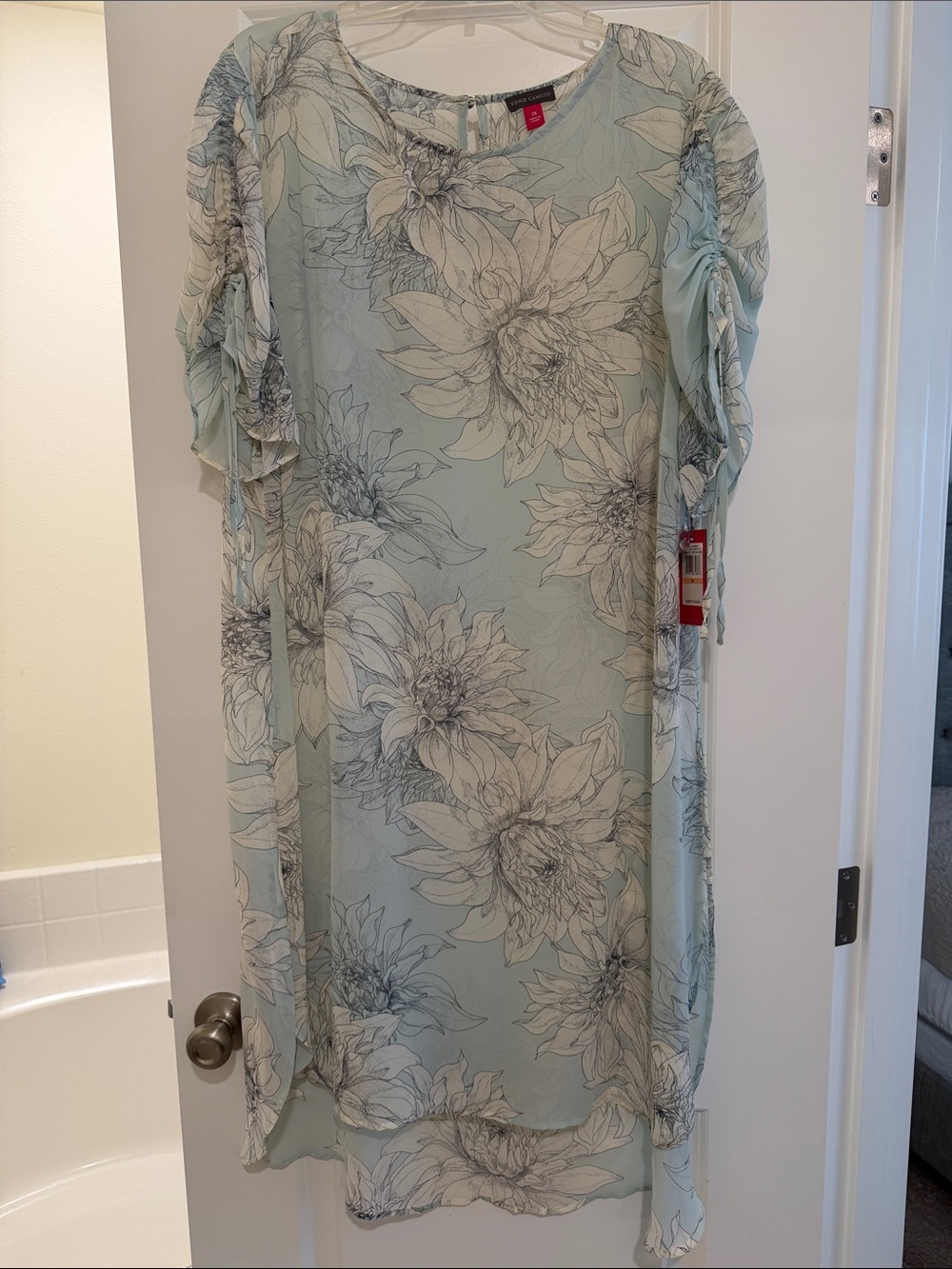 Vince Camuto Pale Blue Floral Midi Dress